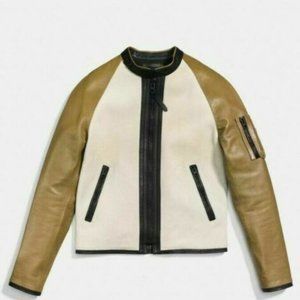 COACH Racy Zip Racer Jacket Mens S Deerskin Cow Leather Coat 86365 MFSRP $1400